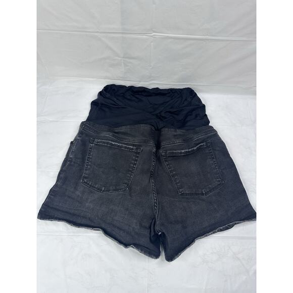 Isabel Maternity Midi Jean Shorts Size 14 Blue & Black Elastic Waist Lot Of 2 - Picture 3 of 8